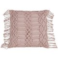 Saro Lifestyle SARO 5379.RS18S 18 in. Square Cotton Throw Pillow with Macrame Design & Down Filling - Rose 5379.RS18S